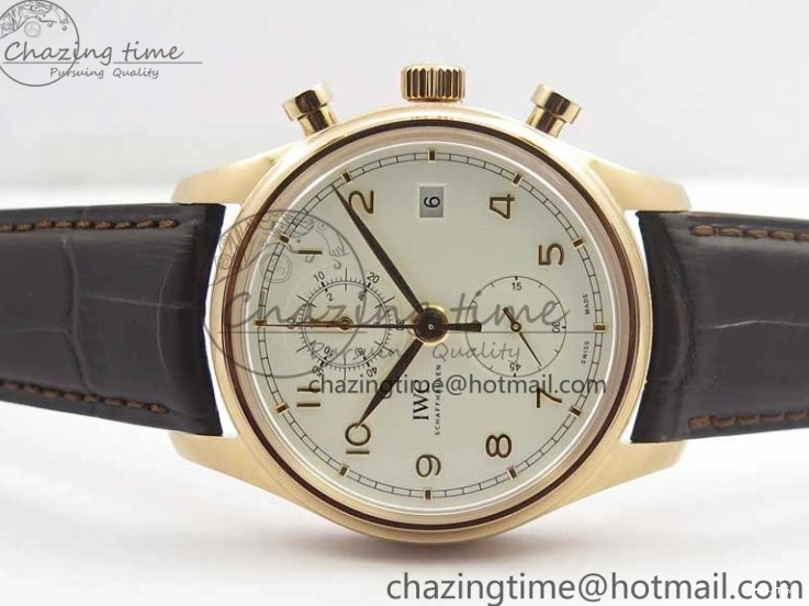 MIROTIME 0321 Lightweight Portugieser Chrono  42 IW390406 RG ZF 1:1 Best Edition White Dial on Brown Leather Strap A 7123